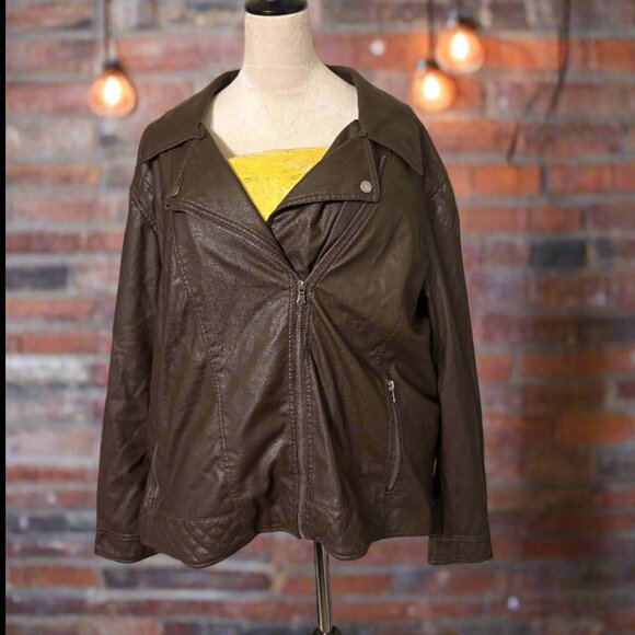 Brown Leather Jacket | Size 3X Plus - Picture 1 of 1
